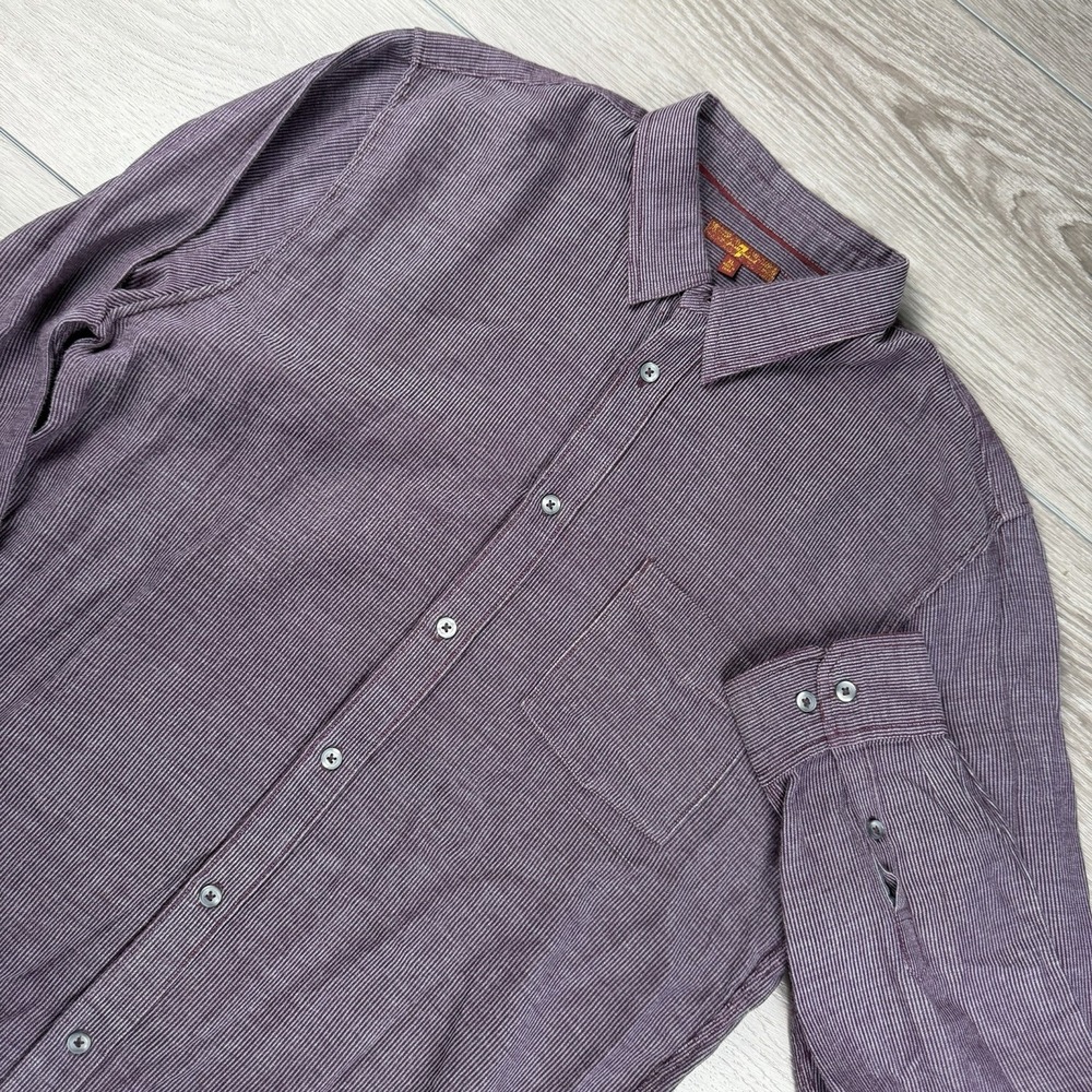 7 For All Mankind Men's Long Sleeve Button Up Shirt Purple Size XL